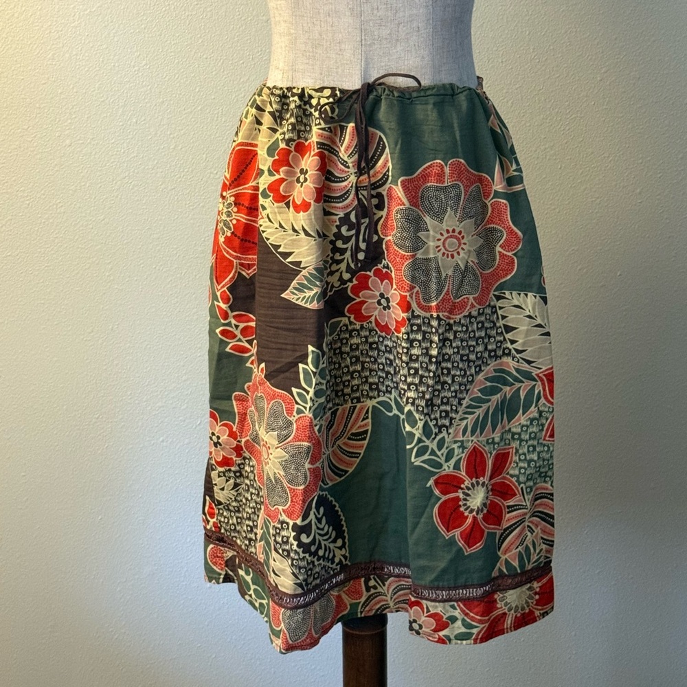 St. John's Bay A-Line Skirt - Red and Green Floral